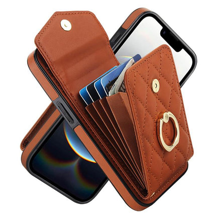Rhombic Texture Card Bag Phone Case with Long Lanyard, For iPhone 17e / 16e, For iPhone 17 Pro Max, For iPhone 17 Pro