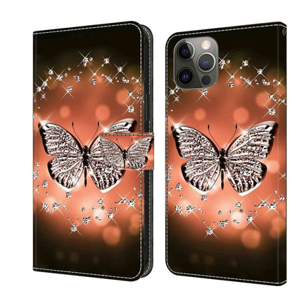 Crystal 3D Shockproof Protective Leather Phone Case, For iPhone 12 / 12 Pro