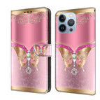 For iPhone 13 Pro / Pink Bottom Butterfly