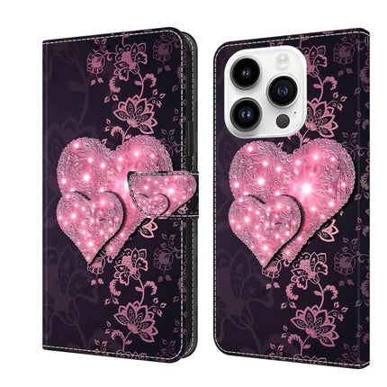 Crystal 3D Shockproof Protective Leather Phone Case, For iPhone 14 Pro