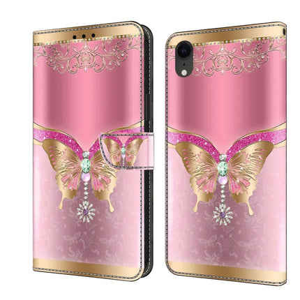 Crystal 3D Shockproof Protective Leather Phone Case, For iPhone XR