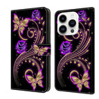 For iPhone 15 Pro / Purple Flower Butterfly
