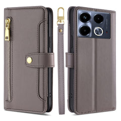 Sheep Texture Cross-body Zipper Wallet Leather Phone Case