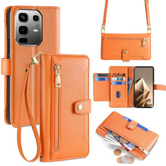 Sheep Texture Cross-body Zipper Wallet Leather Phone Case