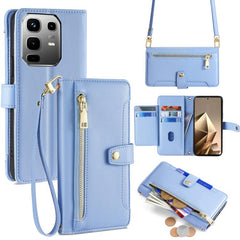 Sheep Texture Cross-body Zipper Wallet Leather Phone Case