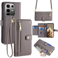 Sheep Texture Cross-body Zipper Wallet Leather Phone Case