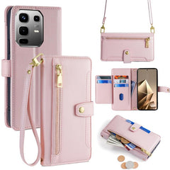 Sheep Texture Cross-body Zipper Wallet Leather Phone Case
