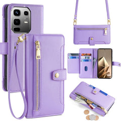 Sheep Texture Cross-body Zipper Wallet Leather Phone Case