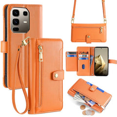 Sheep Texture Cross-body Zipper Wallet Leather Phone Case