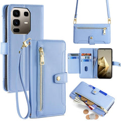 Sheep Texture Cross-body Zipper Wallet Leather Phone Case