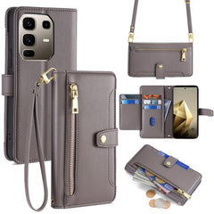 Sheep Texture Cross-body Zipper Wallet Leather Phone Case