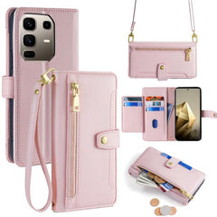 Sheep Texture Cross-body Zipper Wallet Leather Phone Case