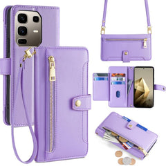Sheep Texture Cross-body Zipper Wallet Leather Phone Case