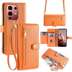 Sheep Texture Cross-body Zipper Wallet Leather Phone Case