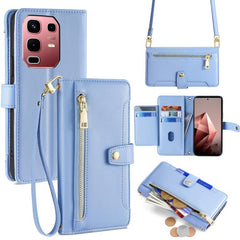 Sheep Texture Cross-body Zipper Wallet Leather Phone Case