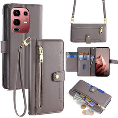 Sheep Texture Cross-body Zipper Wallet Leather Phone Case