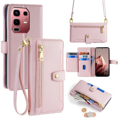 Sheep Texture Cross-body Zipper Wallet Leather Phone Case