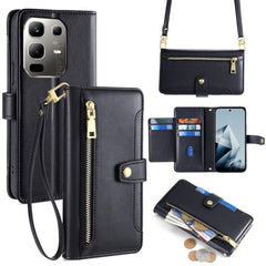 Sheep Texture Cross-body Zipper Wallet Leather Phone Case