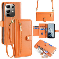Sheep Texture Cross-body Zipper Wallet Leather Phone Case