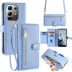 Sheep Texture Cross-body Zipper Wallet Leather Phone Case