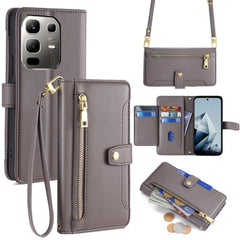 Sheep Texture Cross-body Zipper Wallet Leather Phone Case