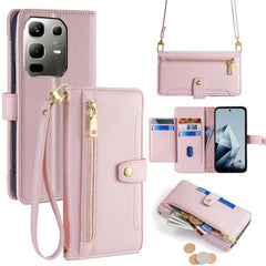 Sheep Texture Cross-body Zipper Wallet Leather Phone Case