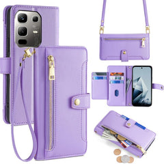Sheep Texture Cross-body Zipper Wallet Leather Phone Case