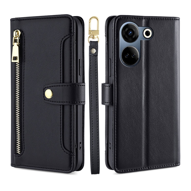 Sheep Texture Cross-body Zipper Wallet Leather Phone Case, For Tecno Camon 20 Pro 4G