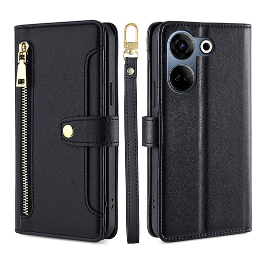 Sheep Texture Cross-body Zipper Wallet Leather Phone Case, For Tecno Camon 20 Pro 4G