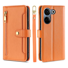Sheep Texture Cross-body Zipper Wallet Leather Phone Case