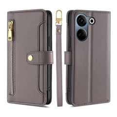 Sheep Texture Cross-body Zipper Wallet Leather Phone Case