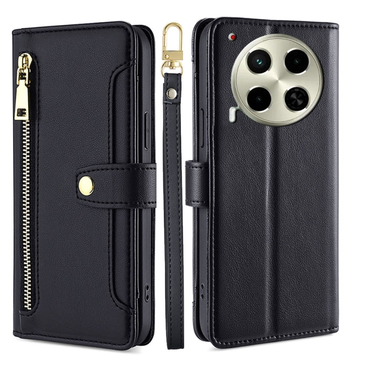 Sheep Texture Cross-body Zipper Wallet Leather Phone Case