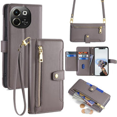 Sheep Texture Cross-body Zipper Wallet Leather Phone Case, For Tecno Spark 30 4G, For Tecno Pova 6 Neo 5G, For Tecno Camon 30 Premier 5G, For Tecno Camon 30 Pro 5G, For Tecno Camon 30