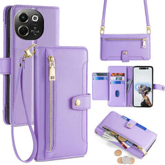 Sheep Texture Cross-body Zipper Wallet Leather Phone Case, For Tecno Spark 30 4G, For Tecno Pova 6 Neo 5G, For Tecno Camon 30 Premier 5G, For Tecno Camon 30 Pro 5G, For Tecno Camon 30