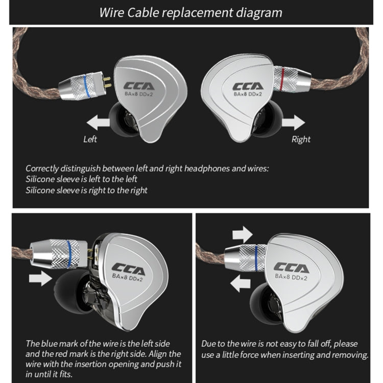 CCA CCA-C10 3.5mm Gold Plated Plug Ten Unit Hybrid Wire-controlled In-ear Earphone, with Mic, without Mic