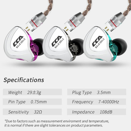CCA CCA-C10 3.5mm Gold Plated Plug Ten Unit Hybrid Wire-controlled In-ear Earphone, without Mic