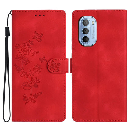 Flower Butterfly Embossing Pattern Leather Phone Case, For Motorola Moto G42, For Motorola Moto G62 5G, For Motorola Moto E32, For Motorola Moto G52