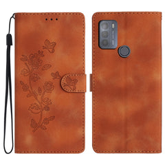 Flower Butterfly Embossing Pattern Leather Phone Case