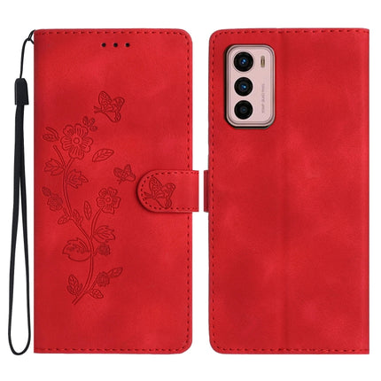 Flower Butterfly Embossing Pattern Leather Phone Case, For Motorola Moto G42, For Motorola Moto G62 5G, For Motorola Moto E32, For Motorola Moto G52