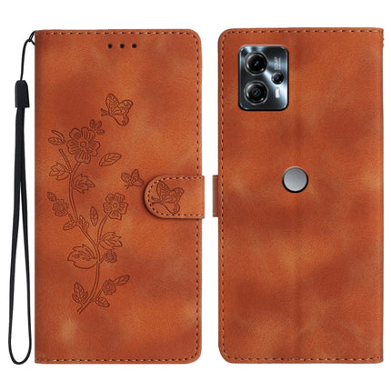 Flower Butterfly Embossing Pattern Leather Phone Case, For Motorola Moto G13, For Motorola Moto E13, For Motorola Moto G73, For Motorola Moto E22