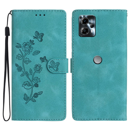 Flower Butterfly Embossing Pattern Leather Phone Case, For Motorola Moto G13, For Motorola Moto E13, For Motorola Moto G73, For Motorola Moto E22
