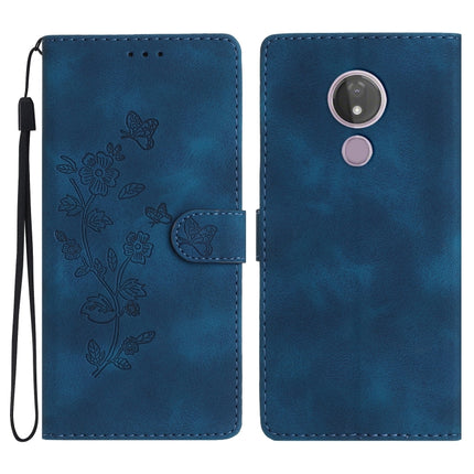 Flower Butterfly Embossing Pattern Leather Phone Case, For Motorola Moto P40 Power, For Motorola Moto G7 Power