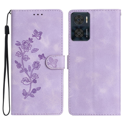 Flower Butterfly Embossing Pattern Leather Phone Case, For Motorola Moto G13, For Motorola Moto E13, For Motorola Moto G73, For Motorola Moto E22