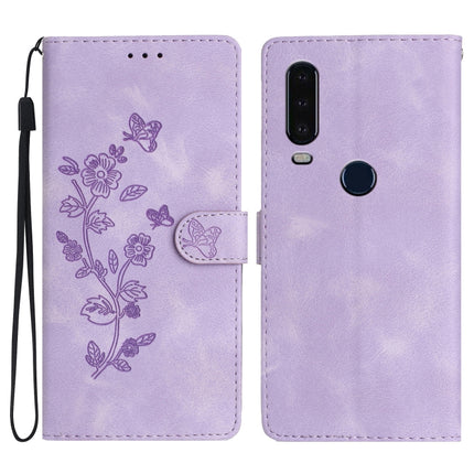 Flower Butterfly Embossing Pattern Leather Phone Case, For Motorola Moto P40 Power, For Motorola Moto G7 Power