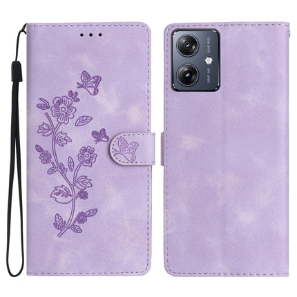 Flower Butterfly Embossing Pattern Leather Phone Case, For Motorola Moto G84 5G, For Motorola Moto G54 5G, For Motorola Moto G14 4G, For Motorola Edge 40