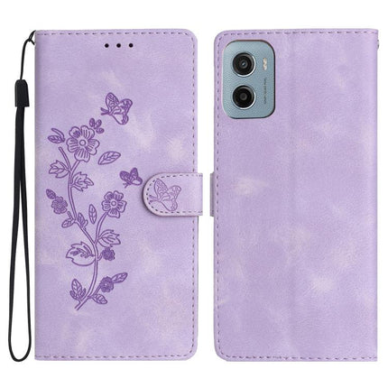 Flower Butterfly Embossing Pattern Leather Phone Case, For Motorola Moto G56 5G, For Motorola Moto E15, For Motorola Moto G05, For Motorola Moto G15