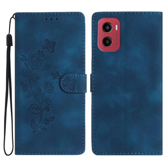Flower Butterfly Embossing Pattern Leather Phone Case