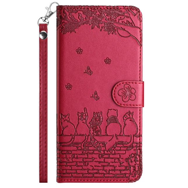 Cat Embossing Pattern Leather Phone Case with Lanyard, For iPhone 14 Pro Max, For iPhone 7 / 8 / SE 2020 / SE 2022, For iPhone 13 Pro Max, For iPhone 13 Pro
