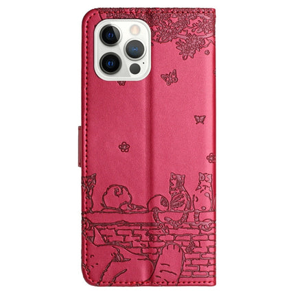 Cat Embossing Pattern Leather Phone Case with Lanyard, For iPhone 14 Pro Max, For iPhone 7 / 8 / SE 2020 / SE 2022, For iPhone 13 Pro Max, For iPhone 13 Pro