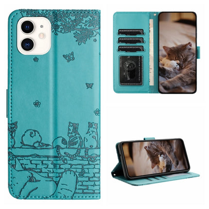 Cat Embossing Pattern Leather Phone Case with Lanyard, For iPhone 12 mini, For iPhone 11 Pro Max, For iPhone 11, For iPhone 11 Pro